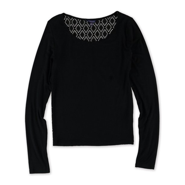 Camiseta básica Aeropostale con espalda de ganchillo para mujer color negro pequeña