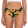 thumbnail image 1 of Fotbe Navy Blue Plaid Sunflower Calzones Estampados para Mujer – Ropa Interior de Algodón, Cómoda, Suave y Elástica-Large, 1 of 6