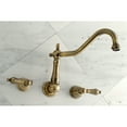 thumbnail image 2 of Kingston Brass KS1023AL Heritage Two-Handle Wall Mount Roman Tub Faucet, Antique Brass, 2 of 8