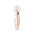 thumbnail image 3 of Angara Freshwater Cultured Pearl Ring with Flush-Set Diamonds in 14K Rose Gold for Women | June Birthstone Jewelry for Her, 3 of 8