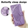 thumbnail image 5 of Allytech Galaxy S22 Ultra 5G Case, Pretty Big Butterfly Embosseed Flip Stand Magnetic Clasp Shockproof Drop Protection Cards Holder Hand Wrist Wallet Case for Samsung Galaxy S22 Ultra 5G - Lightpurple, 5 of 8