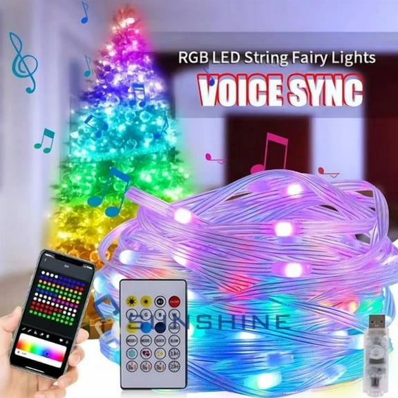 Led Strip Lights 100Led 33Ft Bluetooth Room Lighting Rgb Voice Sync App Remote