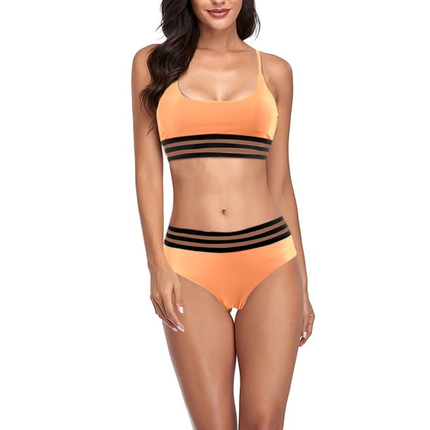 Conjunto de bikini con estilo para mujer, traje de baño de dos piezas, traje de baño sólido, ropa de playa OAVQHLG3B Store lin121212
