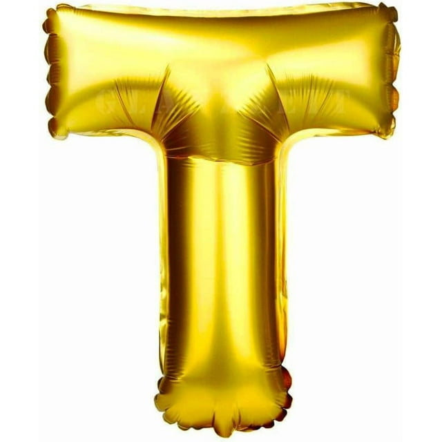 Glanzzeit 16 Inch Gold Foil Balloons Letters A - Z Numbers 0-9 Shower Birthday Wedding Party Decor (Letter T)