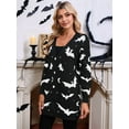 thumbnail image 6 of Women'S Button Cardigan Long Sleeve Loose Casual Knit Cardigan Halloween Bat Black S, 6 of 8