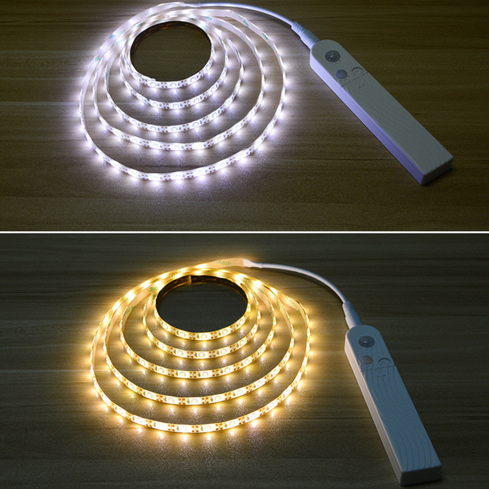 Battery Operated 1-3M LED Strip Light PIR Motion Sensor Under Bed Wardrobe BEFE 