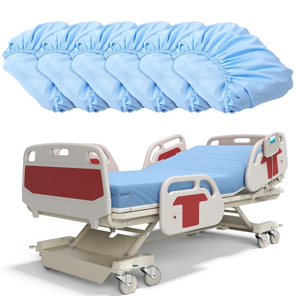 Mixweer Ensemble de 6 Pcs Draps-Housses d'Hôpital Bleu Doux Drap-Housse d'Hôpital Standard Lit Simple Drap de Matelas avec Élastique Tout Ar