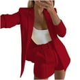 thumbnail image 4 of WXLWZYWL Winter Coats for Women Clearance Sale Women Business Attire Solid Long Sleeve Suit Collar Slimming Cardigan Suit Coat Tops Jacket Red, 4 of 5