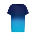 thumbnail image 4 of Blusas para las Mujeres Casual, Rayas Impresas Patchwork Manga Corta Cuello Redondo Top Hecho de 95% Poliéster 5% Spandex para el Verano, Tops Cortos para las Mujeres, 4 of 4