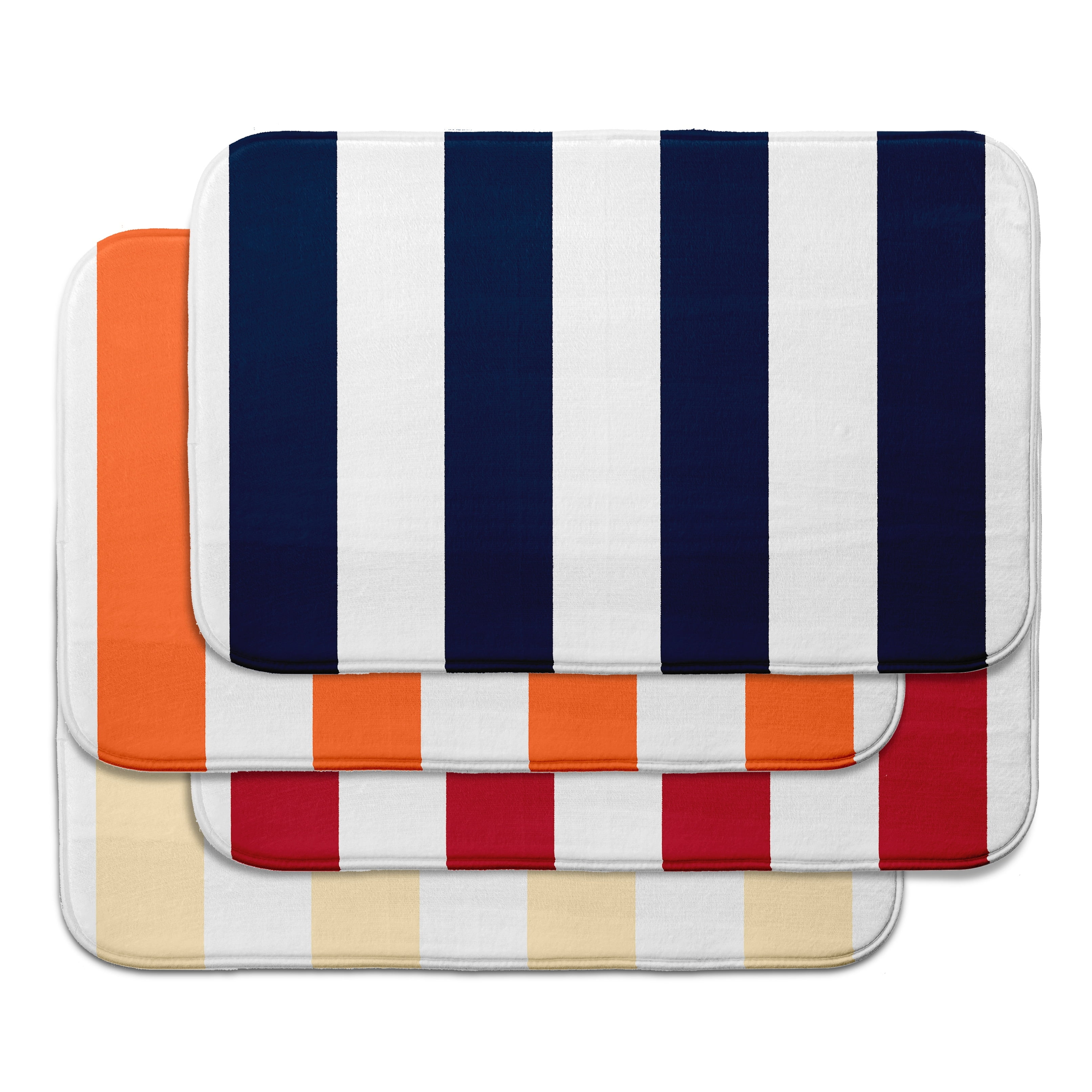 Simply Daisy 34" x 21" Plush Microfiber Blue Vertical Stripes Bath Mat