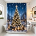 thumbnail image 5 of Dongrens Christmas Shower Curtain, Winter Xmas Tree Printed Waterproof Bath Curtain with Hooks for Bathroom Home Holiday Decor, 59x71 Inch, 5 of 6