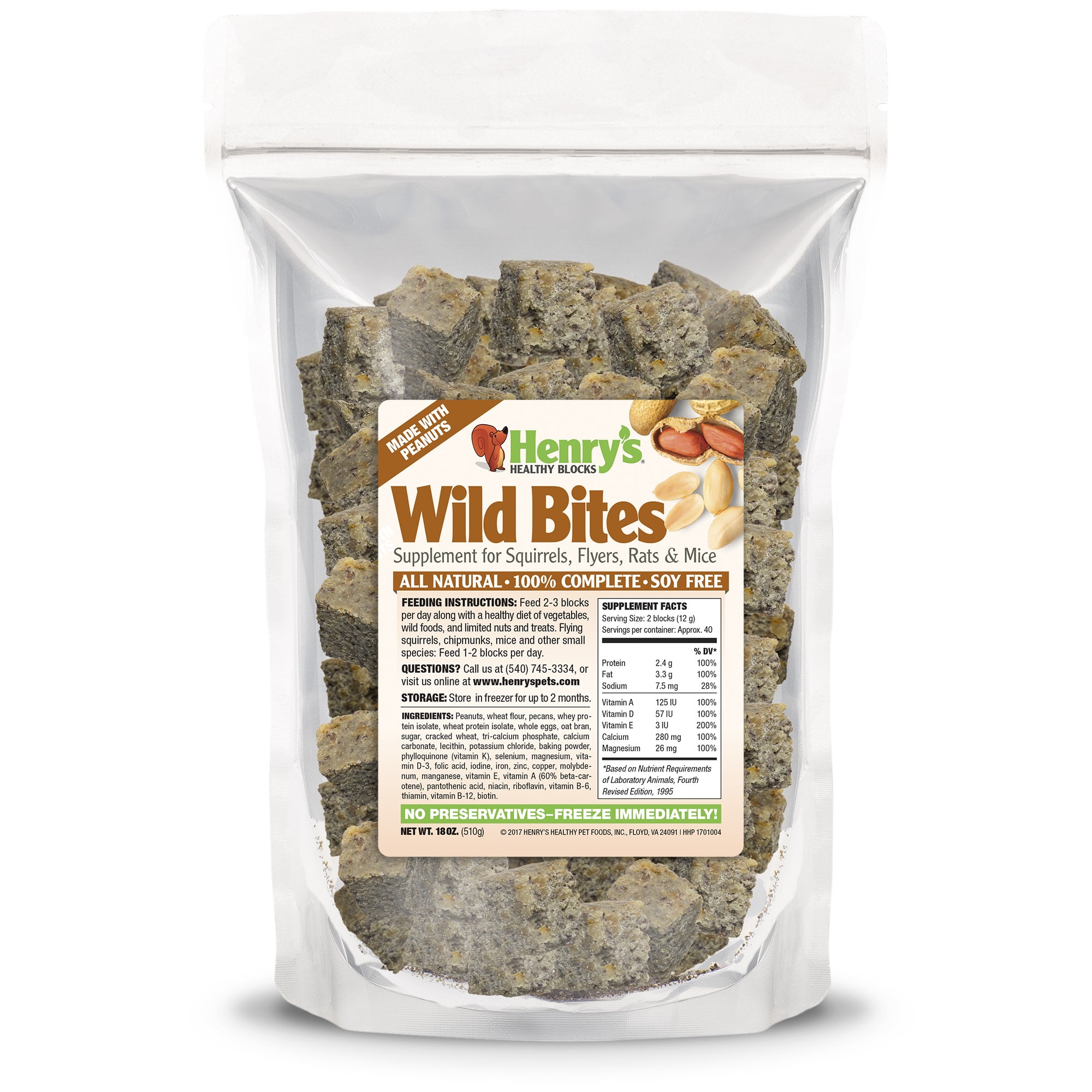 Henry’s Wild Bites Nutritionally Complete Food for Squirrels, Flying Squirrels, and Chipmunks