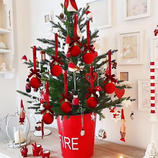 Plastic Balls Christmas Velvet Bow Pendant Ornament Set 2Pcs Wine Claret Plastic Decorations for Holiday Tree Decor 14x5cm Rkxzt
