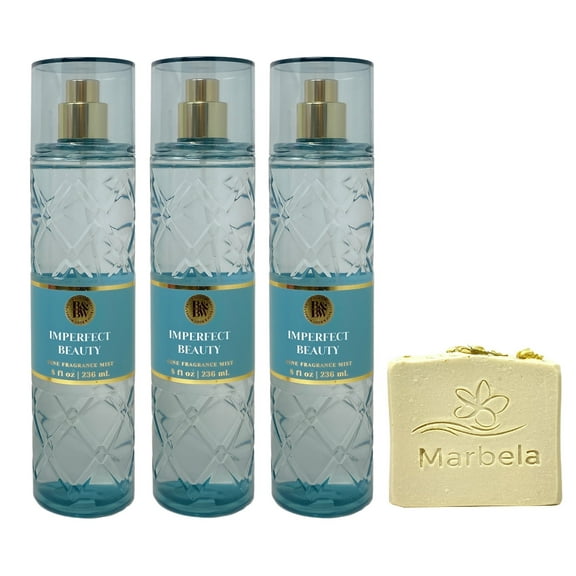 Bath & Body Works Imperfect Beauty 3 Pack Fragrance Mist Bundle with a Wild Jasmine Bar Soap - Full Size