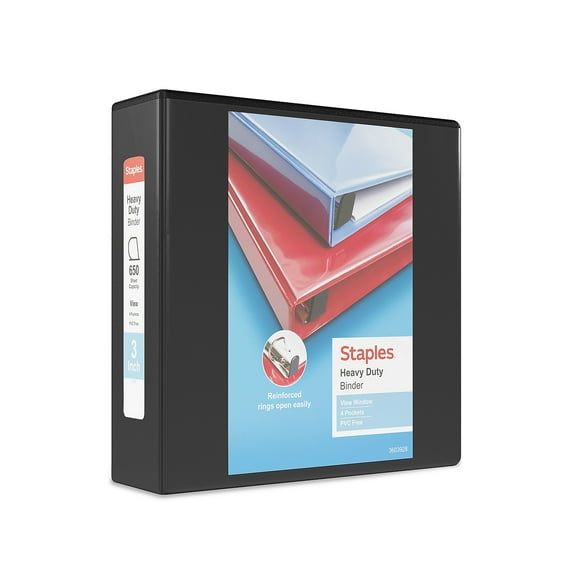 Staples 3" 3-Ring View Binders White 4/Carton (24693CT) 56265CT/24693CT