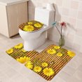 thumbnail image 3 of Coofit 3PCS Bath Rug Set Fashion Sunflower Pattern Non-slip Toilet Rug Toilet Lid Cover, 3 of 4