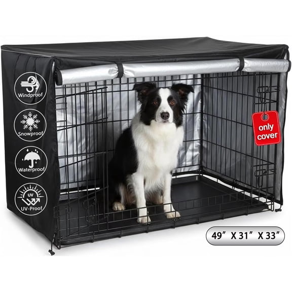 Dog Crate Cover with Breathable Window & 2 Doors, Kennel Cover Fit for 49 inches Wire Cage,Heavy Duty Protection for Indoor Outdoor Travel,