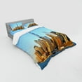 thumbnail image 2 of Ambesonne Landscape Bedding Set 4 Pcs, New York City Skyline, Queen, Pale Blue Orange, 2 of 2
