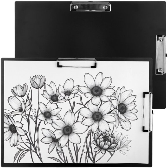 2 Pcs Double Clip Clipboards, 11×17" Low Profile Extra Large Clipboards with Retractable Hooks, Lightweight Plastic Art Clipboards for Outdoor Sketching, Drawing