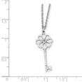 thumbnail image 2 of 925 Sterling Silver Polished Lobster Claw Closure White Ice Diamond Flower Key With 2in Ext Necklace 18 Inch 11mm Wide P, 2 of 2