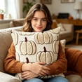 thumbnail image 5 of Throw Pillow Covers 18x18 Inch, Soft Plush Pumpkin Decorative Square Pillowcases, Farmhouse Holiday Cushion Covers for Sofa Living Room Home Fall Halloween Thanksgiving Decor, 5 of 6