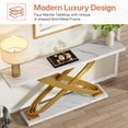 thumbnail image 6 of Fnova 55" Modern Luxury Console Table, Gold & White Faux Marble Entryway Table, X-Shaped Frame Narrow Sofa Table for Living Room, Hallway, 6 of 14