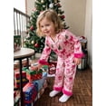 thumbnail image 4 of RUINIXCW Toddler Baby Girl Christmas Silk Satin Pajama Set Little Girls Xmas PJS Fall Winter Sleepwear Santa Button Down Long Sleeve Shirt Pants Set, 4 of 10