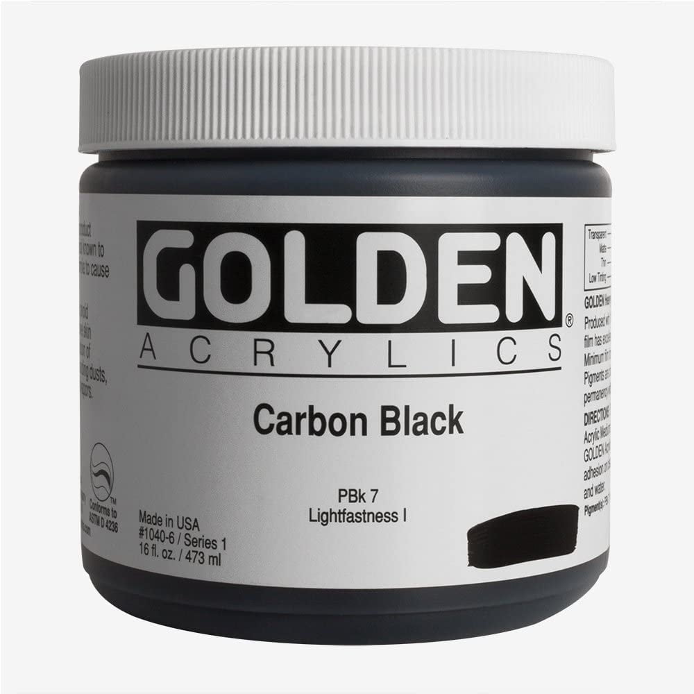 Golden Heavy Body Artist Acrylic, 16 oz, Carbon Black