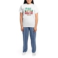 thumbnail image 4 of CafePress - Im Nice She's Naughty Elf Hat Women's Light Pajama - Women's Short Sleeve Print T-Shirt and Pants Light Cotton Pajama Set, 4 of 7