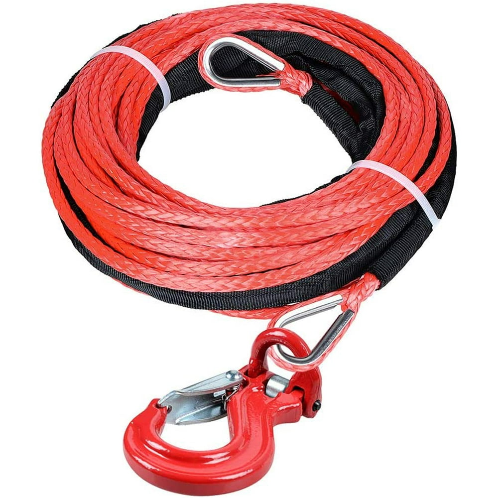 Astra Depot RED Kit 1/4" 50ft Synthetic Winch Rope Extension + Half