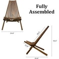 Wooden Folding Chair for Outdoor Black Low Profile Acacia Wood Lounge