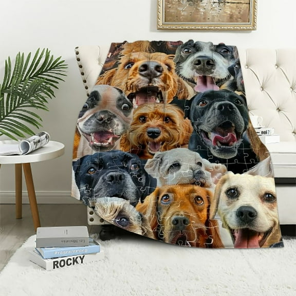 Qinduosi  Dog Blanket for Kids Adults, Cute Pomeranian Puppy Animal Pattern Fleece Blanket,Dandie Dinmant Terrier Blanket Sherpa Throw Print Flannel Fleece(King,  Inches)