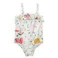 thumbnail image 2 of Baby Toddler Girls Lovely Flower Patterned Ruffled-Tier One-Piece Swimsuit (Flower, 1-2 Years), 2 of 4