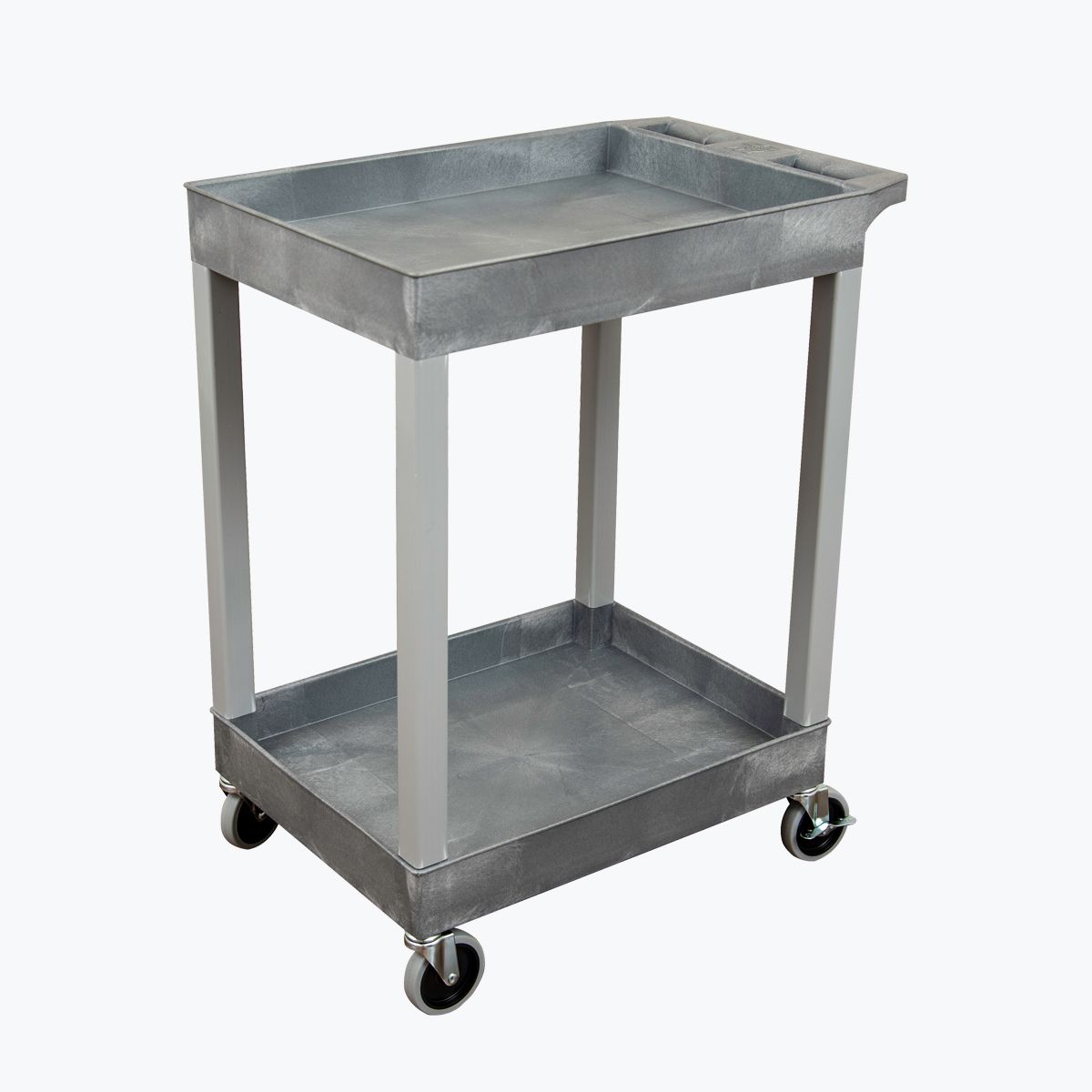 "24x18" Plastic Utility Tub Cart Two shelf grey with heavy duty