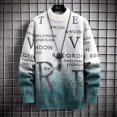 thumbnail image 1 of Suéter de moda coreana para hombre, suéter informal con elementos en inglés, cuello redondo, otoño e invierno, 2022, 1 of 4