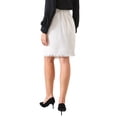 thumbnail image 3 of INSPIRE CHIC Women's Tweed Skirt Elastic High Waist Button Decor Faux Wrap Knee Length Skirts L White, 3 of 5