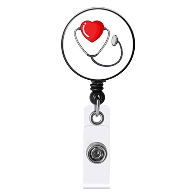 Nurse Badge Buckle Love Stethoscope Easy-To-Pull Buckle Retractable Badge Easy-To-Pull Certificate Buckle