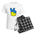 thumbnail image 4 of CafePress - Ukrainian Flag Peace Sign Ukraine Native H Pajamas - Women's Short Sleeve Print T-Shirt and Pants Light Cotton Pajama Set, 4 of 7