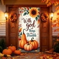 thumbnail image 5 of Cififendec Thanksgiving Harvest Door Cover, 70.87"×35.43", Rustic Pumpkin Sunflower Maple Leaf Fabric Door Banner for Fall Front Porch Door Decor, 5 of 9