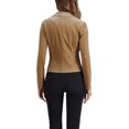 thumbnail image 3 of INSPIRE CHIC Women's Velvet Blazer Lapel Collar Long Sleeve Button Wear-to-Work Suit Jacket S Khaki, 3 of 6