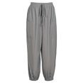 thumbnail image 2 of Plus Size Women's Solid Bow Knot Elastic Button Decor Casual Pants with Pockets, 2 of 14