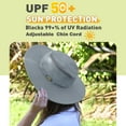 thumbnail image 4 of Tirrinia Fishing Hiking Hat for Women Safari Sun Hat Wide Brim Camping Hiking Fishing Hunting Boating Safari Cap with Adjustable Drawstring Boonie UPF 50+ Grey, 4 of 7