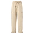 thumbnail image 5 of Womens Pants Cargo Pants High Waist Wide Leg Pants Straight Leg Lightweight Khaki Womens Trousers L, 5 of 5