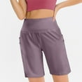 thumbnail image 5 of Kopltyrfg Women's High Waisted 9" Shorts with Zipper Pockets Athletic Workout Long Shorts for Women Knee Length Light Purple L, 5 of 6