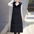 thumbnail image 4 of Lovskoo Womens Winter Coats Hooded Quilted Puffer Vest Pocket Long Jacket Sleeveless Cotton Padded Waistcoat Black, 4 of 7