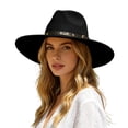 thumbnail image 2 of Timeless Fedora Hat For And – Wide Brim Jazz Style With Ethnic Design Flat Unisex Fashion Headwear, Black, 2 of 5