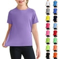 thumbnail image 4 of CCRFTGI T Shirt for Girls Casual Quick Dry Crew Neck Tshirt 2025 Summer Fluorescent Green Shirts Plain Short Sleeve T Shirt,Fluorescent Green 8-9 Years, 4 of 4