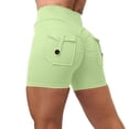 thumbnail image 5 of Women's High-Waisted Scrunch Butt Shorts with Side Pockets and Stretchy Waistband, Buttery Soft Fabric for All Day Comfort Green XL, 5 of 6