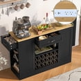 thumbnail image 1 of 47" Wine Bar Cabinet with Power Outlet, Coffee Bar Buffet Sideboard with Wine Rack, Liquor Storage Cabinet with Drawers, Modern MDF Kitchen Credenza for Dining Room, Kitchen, Living Room (Black), 1 of 9
