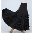 thumbnail image 2 of Whitewed Long Ruffle Flamenco Ballroom Dancers Group Team Practice Wear Skirt Black, 2 of 3